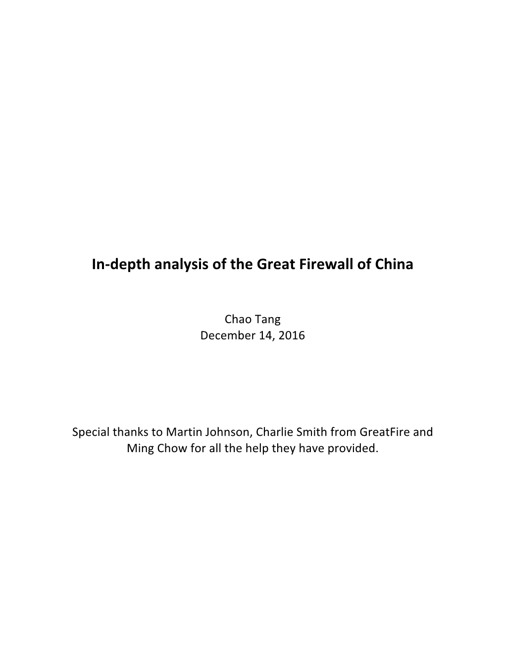 In-Depth Analysis of the Great Firewall of China