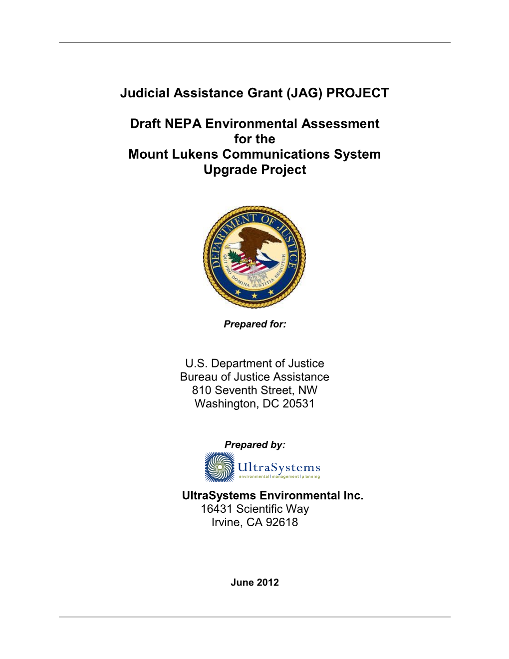 Environmental Assessment for the Mount Lukens Communications System Upgrade Project