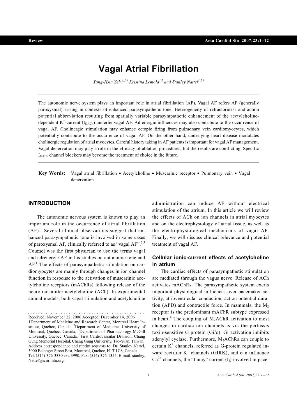 Vagal Atrial Fibrillation