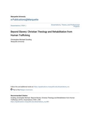 Christian Theology and Rehabilitation from Human Trafficking