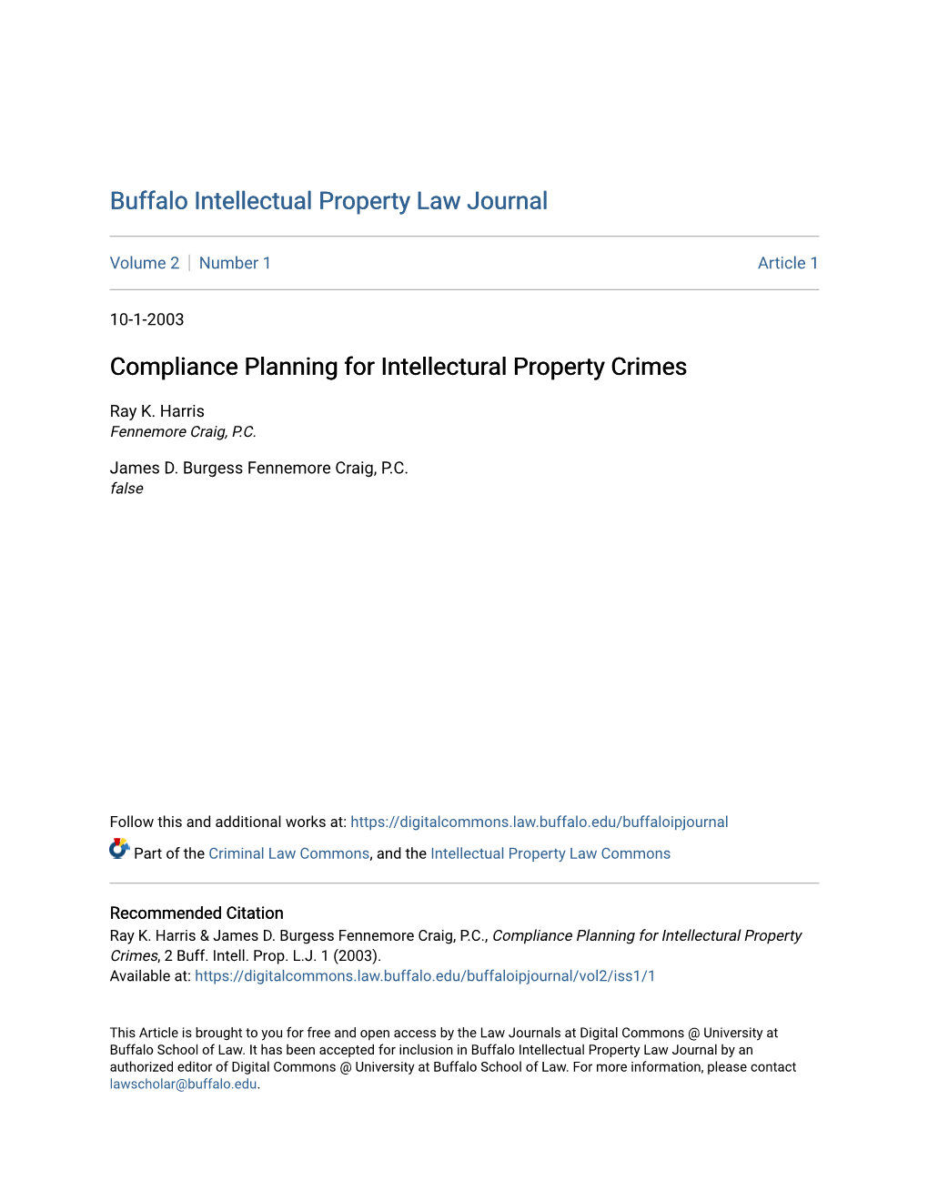 Compliance Planning for Intellectural Property Crimes