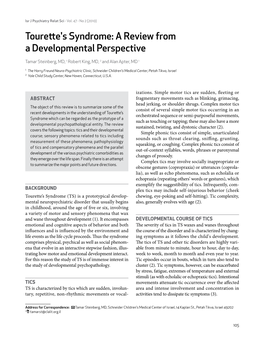 Tourette's Syndrome: a Review from a Developmental Perspective