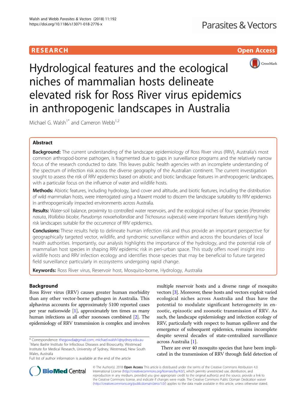 Hydrological Features and the Ecological Niches of Mammalian