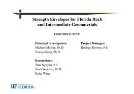 Strength Envelopes for Florida Rock and Intermediate Geomaterials