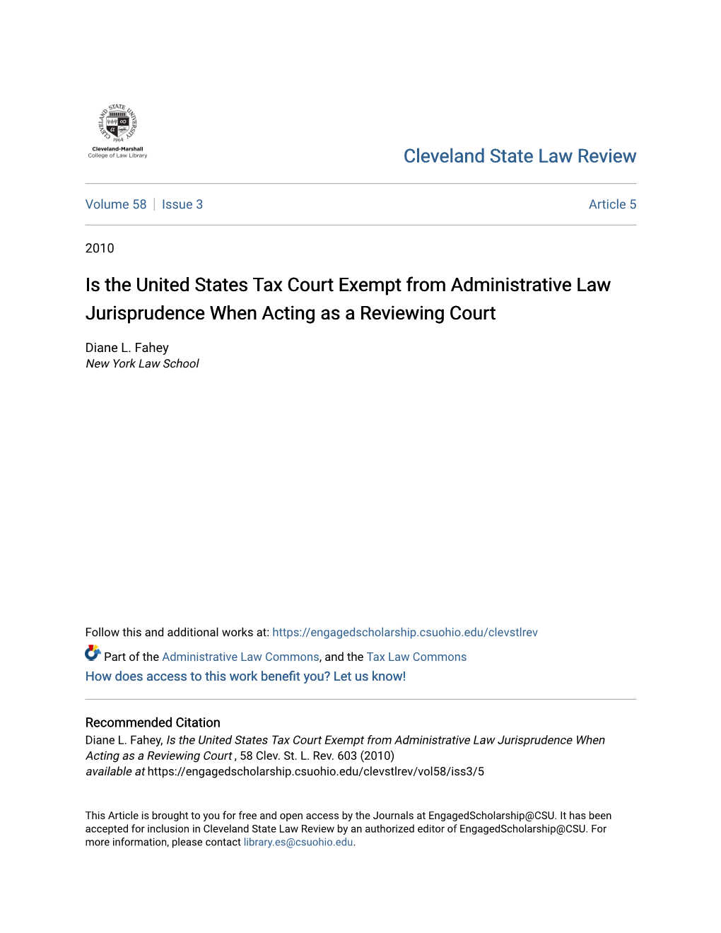 Is the United States Tax Court Exempt from Administrative Law Jurisprudence When Acting As a Reviewing Court