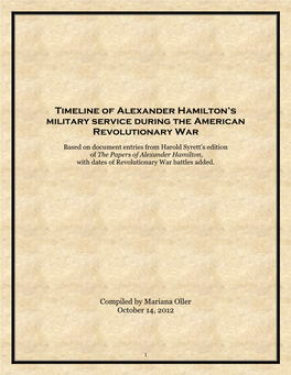 Timeline of Alexander Hamilton's Military Service During the American