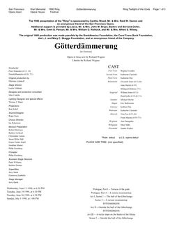 Götterdämmerung Ring;Twilight of the Gods Page 1 of 3 Opera Assn