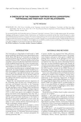 Lepidoptera: Tortricidae) and Their Host-Plant Relationships