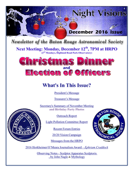 December 2016 BRAS Newsletter