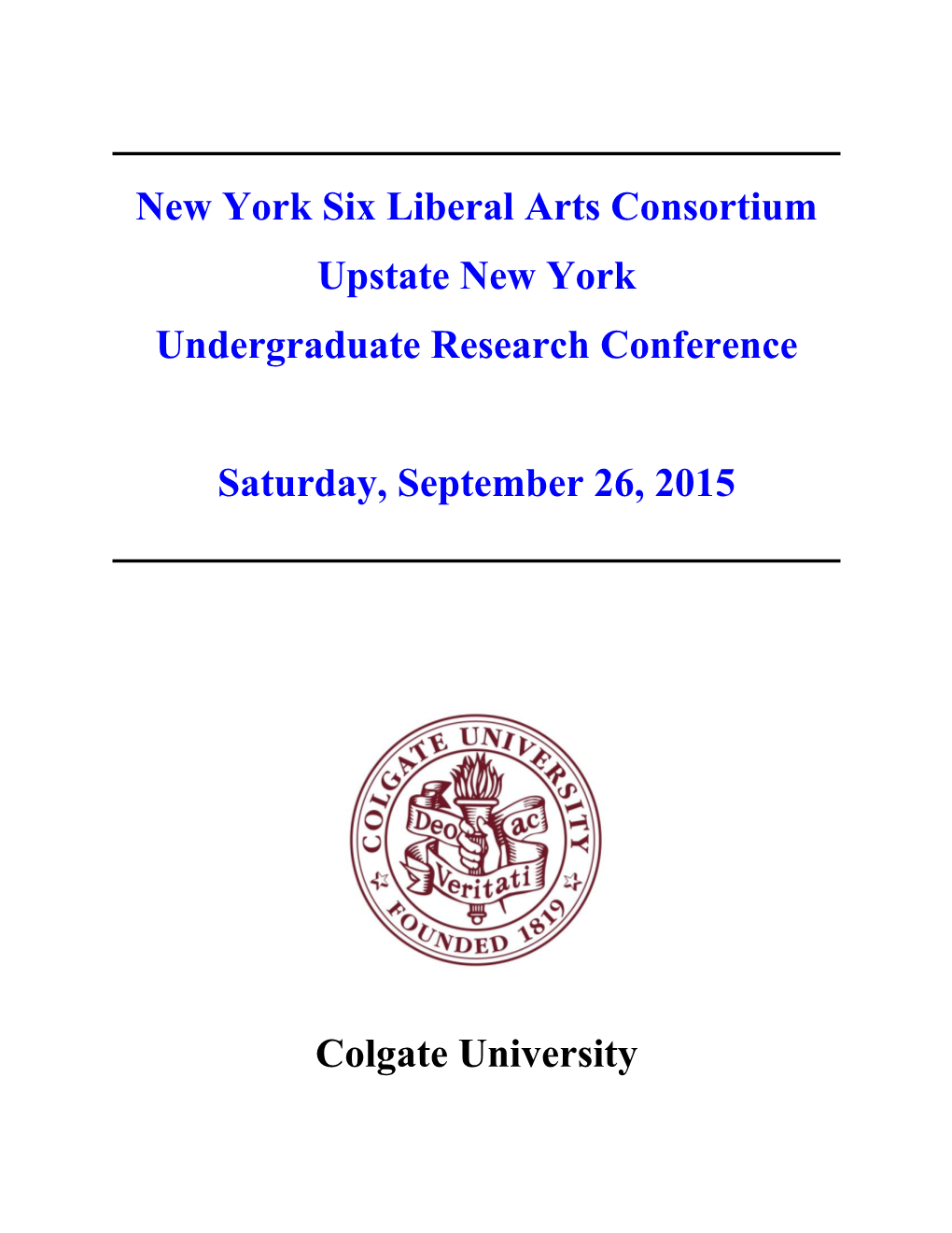 New York Six Liberal Arts Consortium Upstate New York Undergraduate Research Conference