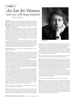 An Ear for Women Interview with Megan Marshall by Joanne B
