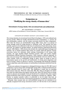 Determinants of Energy Density with Conventional Foods and Artificial Feeds