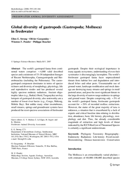 Global Diversity of Gastropods (Gastropoda; Mouusca) in Freshwater