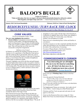 BALOO's BUGLE Volume 19, Number 6 “Make No Little Plans; They Have No Magic to Stir Men's Blood and Probably Themselves Will Not Be Realized