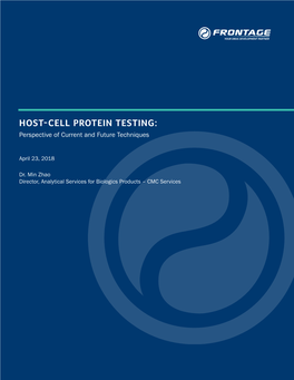 HOST-CELL PROTEIN TESTING: Perspective of Current and Future Techniques