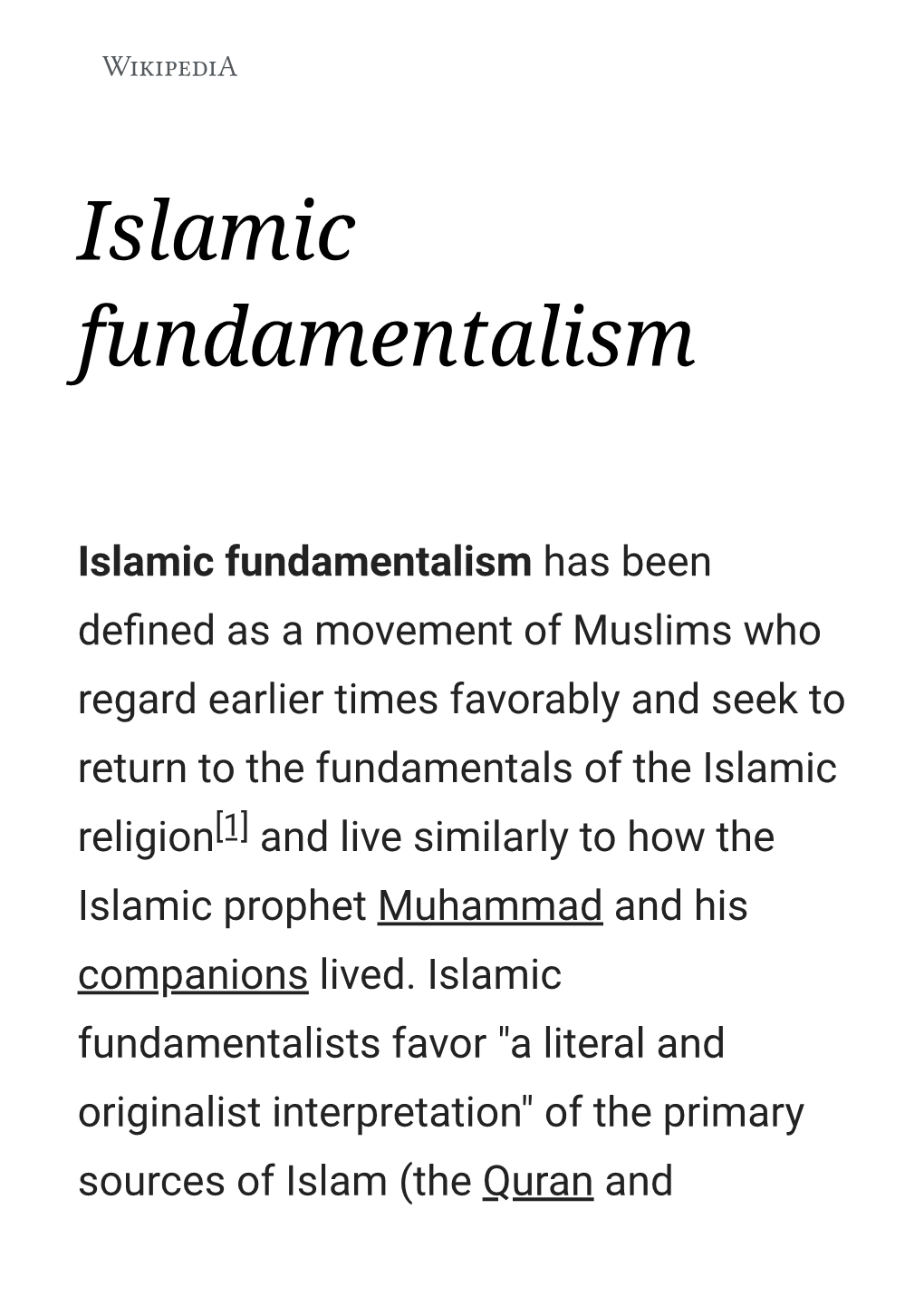 Islamic Fundamentalism