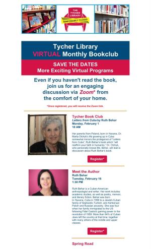 Tycher Library VIRTUAL Monthly Bookclub