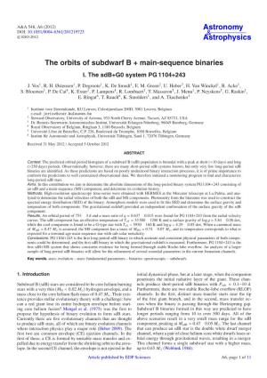 The Orbits of Subdwarf B + Main-Sequence Binaries I