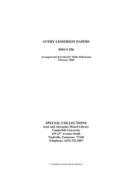 Avery Leiserson Papers