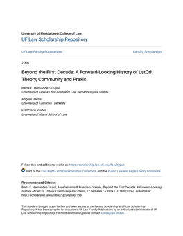 A Forward-Looking History of Latcrit Theory, Community and Praxis