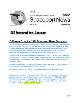 1985 Spaceport News Summary Final Final Version