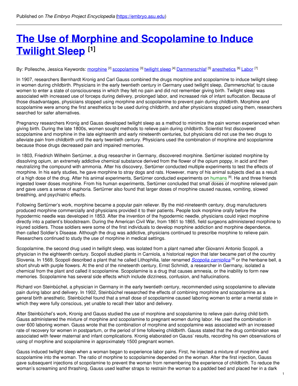 The Use of Morphine and Scopolamine to Induce Twilight Sleep [1]