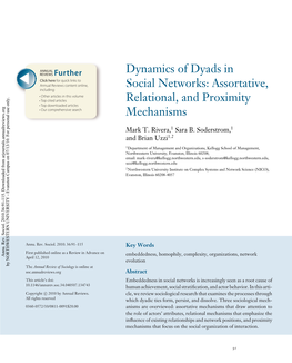 Dynamics of Dyads in Social Networks: Assortative, Relational, and Proximity Mechanisms