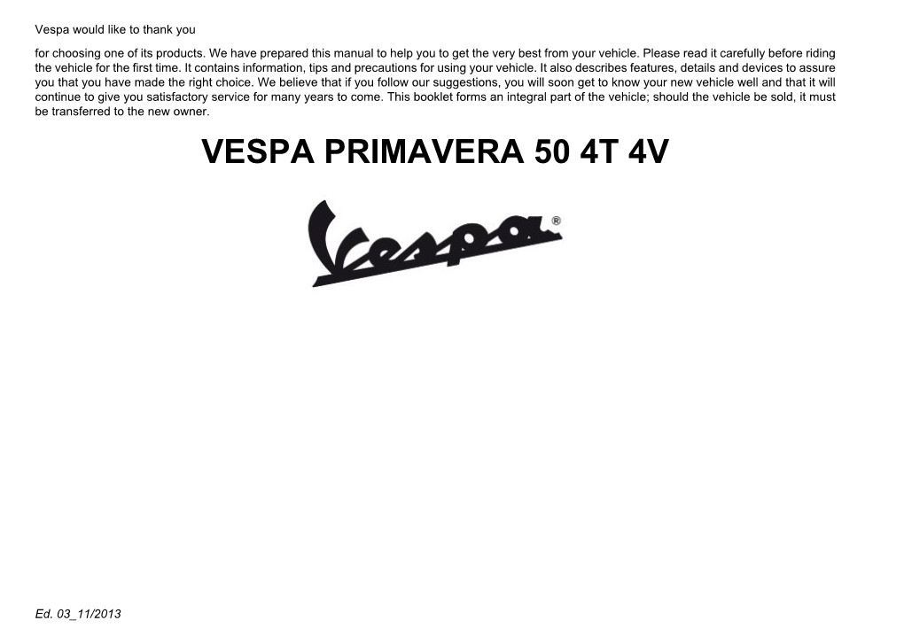 Vespa Primavera 50 4T 4V