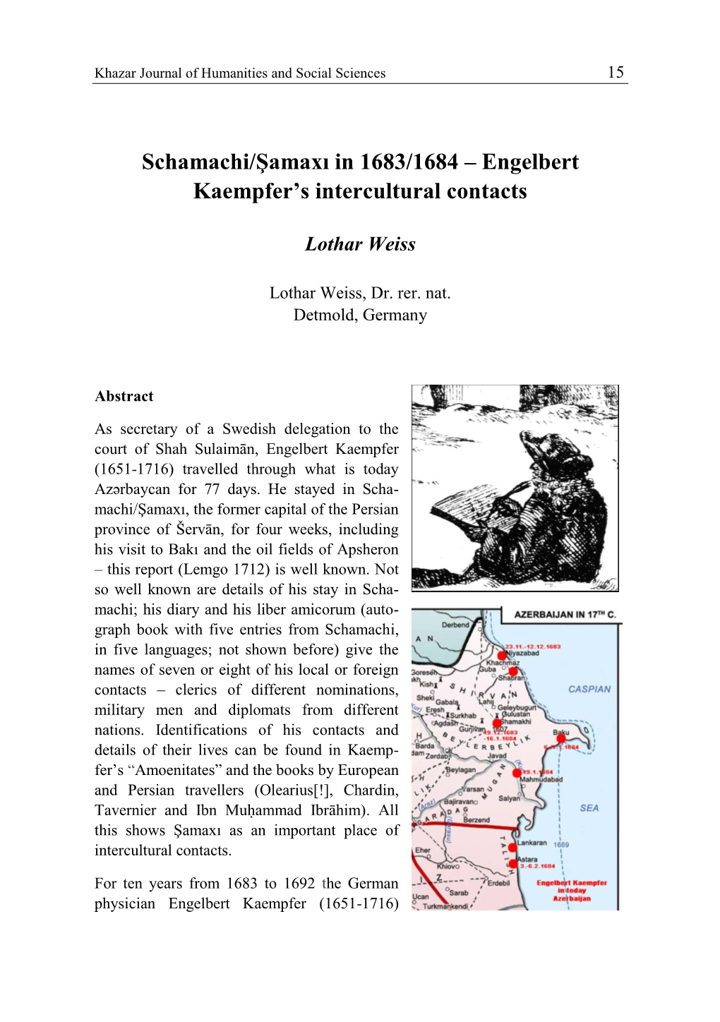 Schamachi/Şamaxı in 1683/1684 – Engelbert Kaempfer's Intercultural