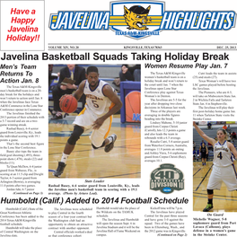Javelina Basketball Squads Taking Holiday Break Men’S Team Women Resume Play Jan