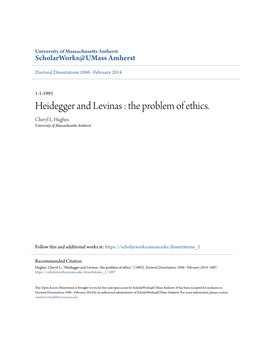 Heidegger and Levinas : the Problem of Ethics. Cheryl L