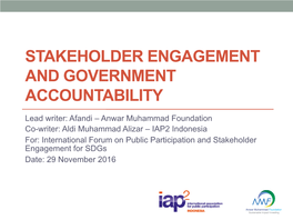 Stakeholder Engagement and Government Accountability