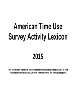 American Time Use Survey Activity Lexicon 2015