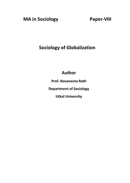 Paper-8 SOCIOLOGY of GLOBALIZATION