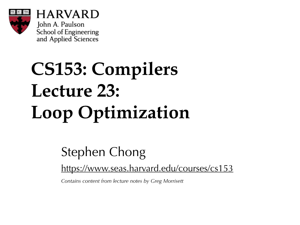 Loop Optimization