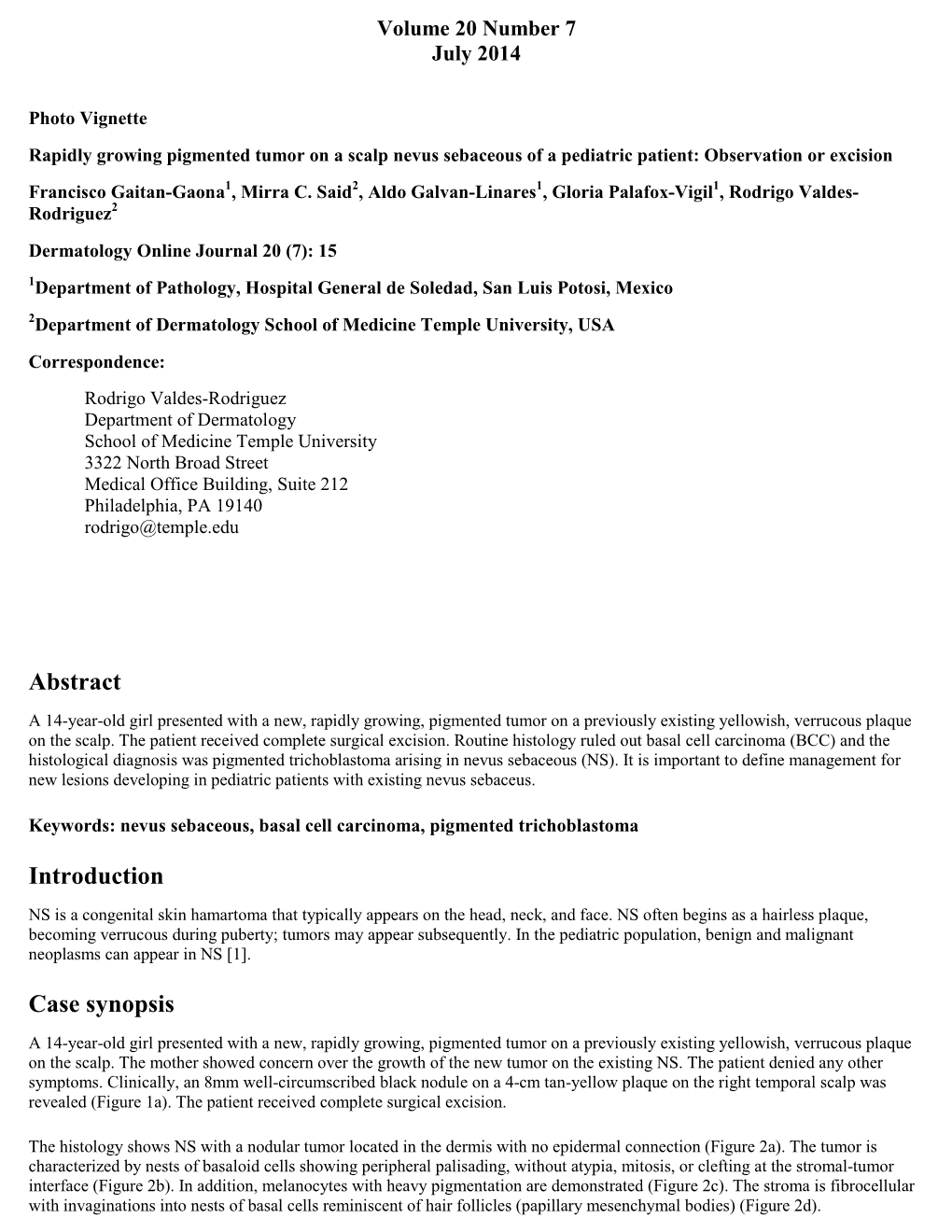 Abstract Introduction Case Synopsis