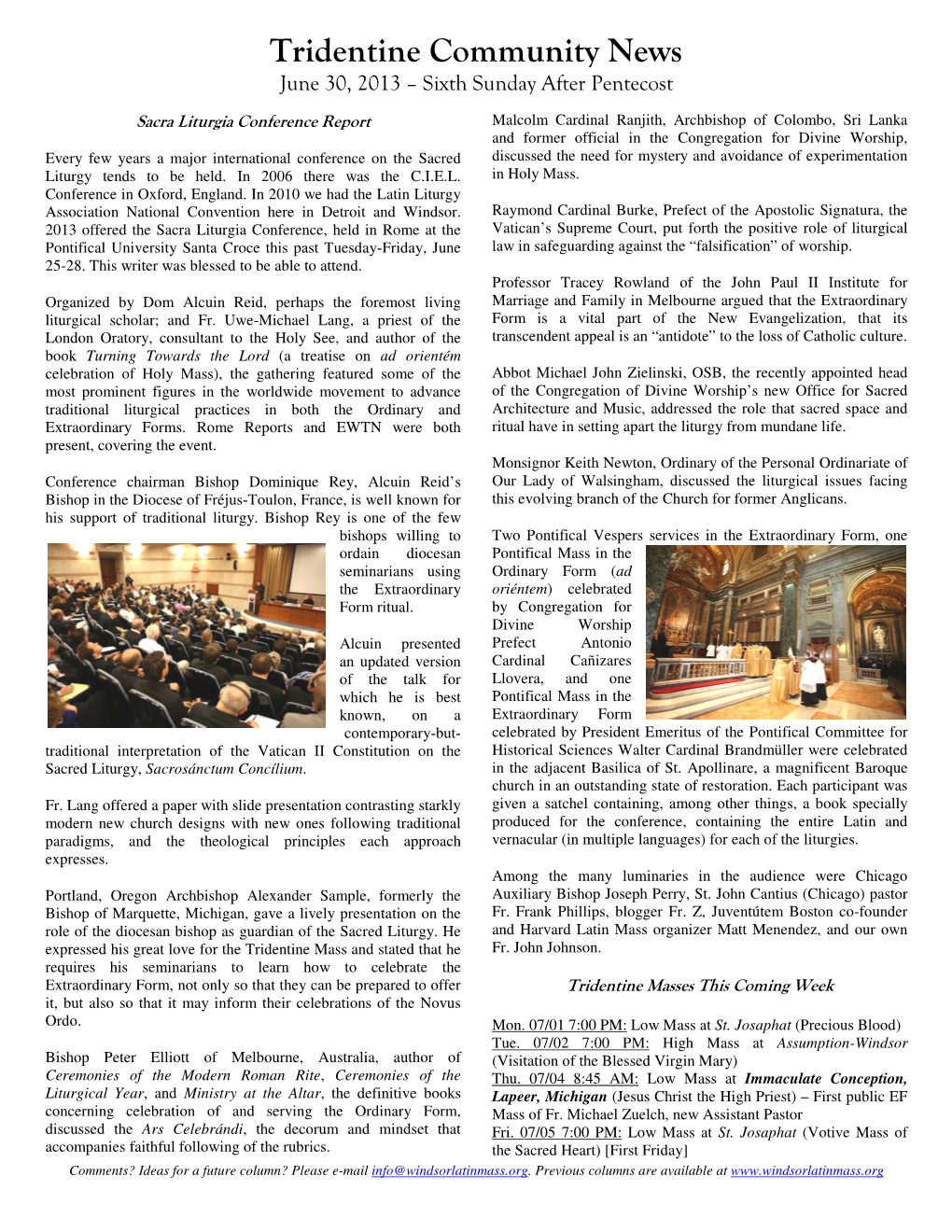 Sacra Liturgia Conference Report