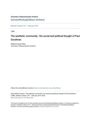 The Social and Political Thought of Paul Goodman