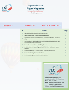 Feb. 2017 Winter 2017 Issue No. 5