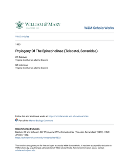 Phylogeny of the Epinephelinae (Teleostei, Serranidae)