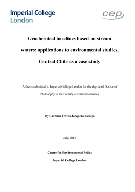 Geochemical Baselines Based on Stream Waters: Applications to Environmental Studies