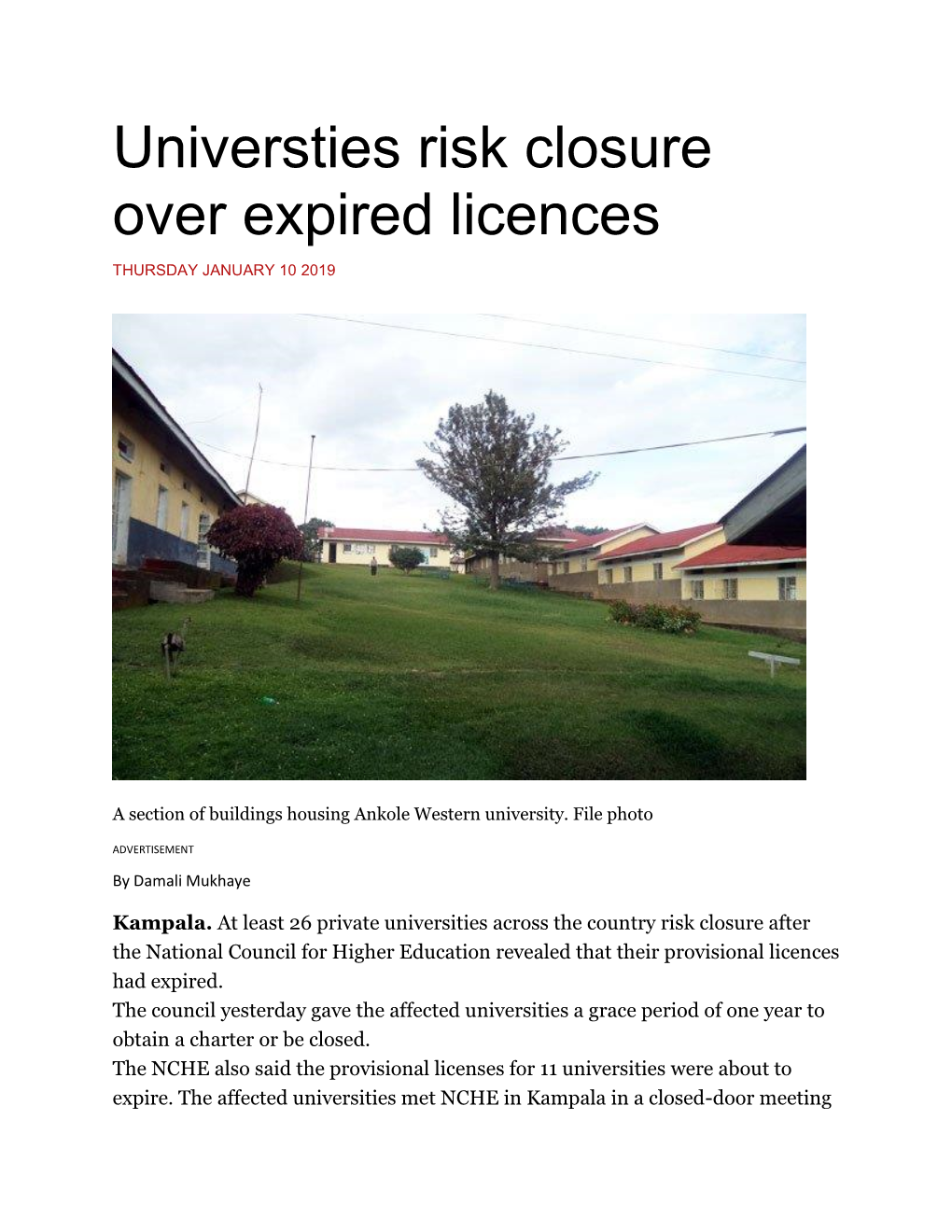 Universties Risk Closure Over Expired Licences