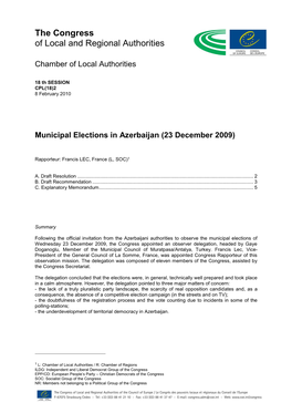 Municipal Elections in Azerbaijan (23 December 2009)