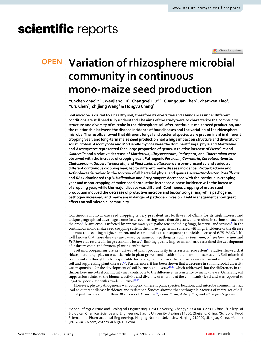 Variation of Rhizosphere Microbial Community in Continuous Mono