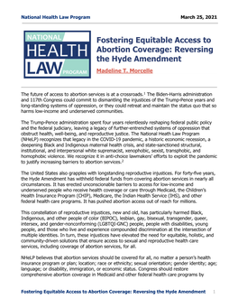 Fostering Equitable Access to Abortion Coverage: Reversing the Hyde Amendment Madeline T