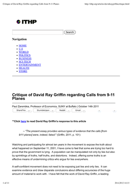 Critique of David Ray Griffin Regarding Calls from 9-11 Planes