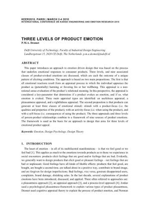 Three Levels of Product Emotion P.M.A