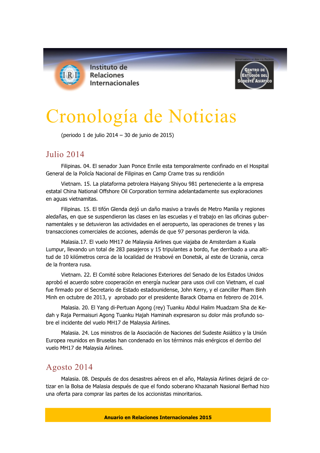 Cronología De Noticias
