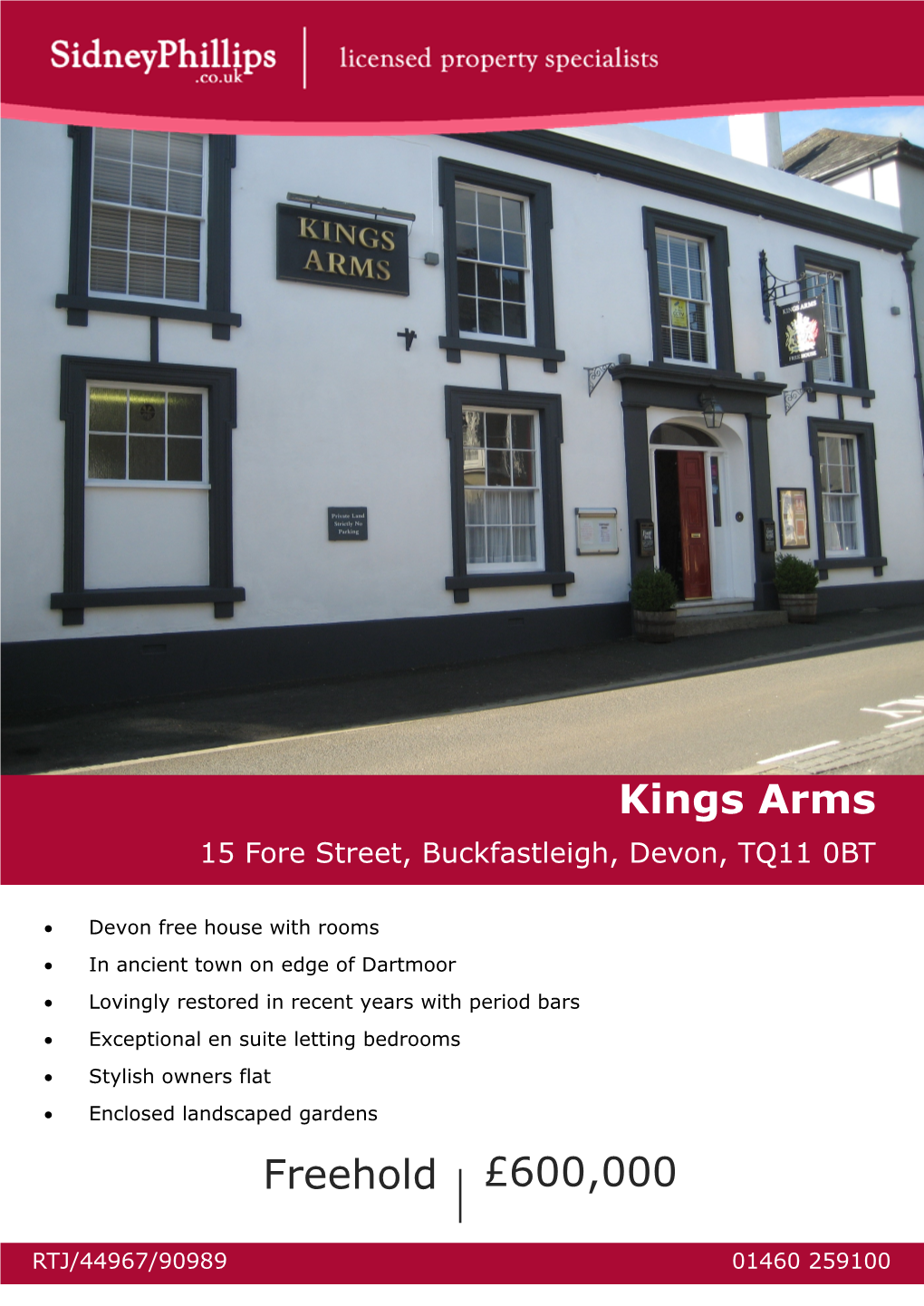 Kings Arms 15 Fore Street, Buckfastleigh, Devon, TQ11 0BT