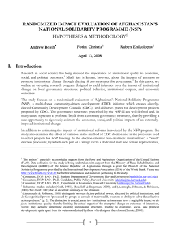 Randomized Impact Evaluation of Afghanistan's National